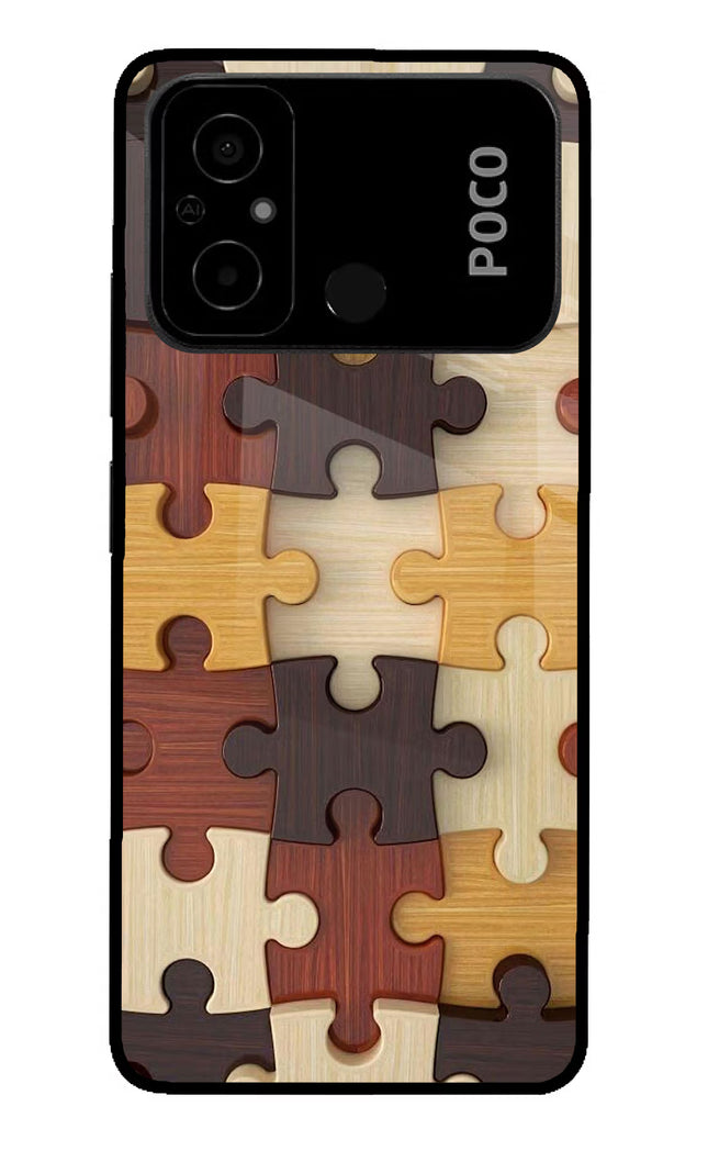 Wooden Puzzle Poco C55 Glass Case