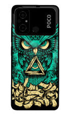 Green Owl Poco C55 Glass Case