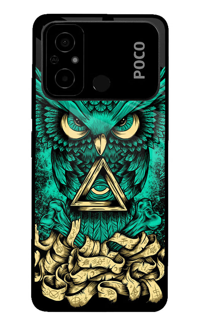 Green Owl Poco C55 Glass Case