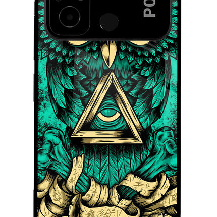 Green Owl Poco C55 Glass Case