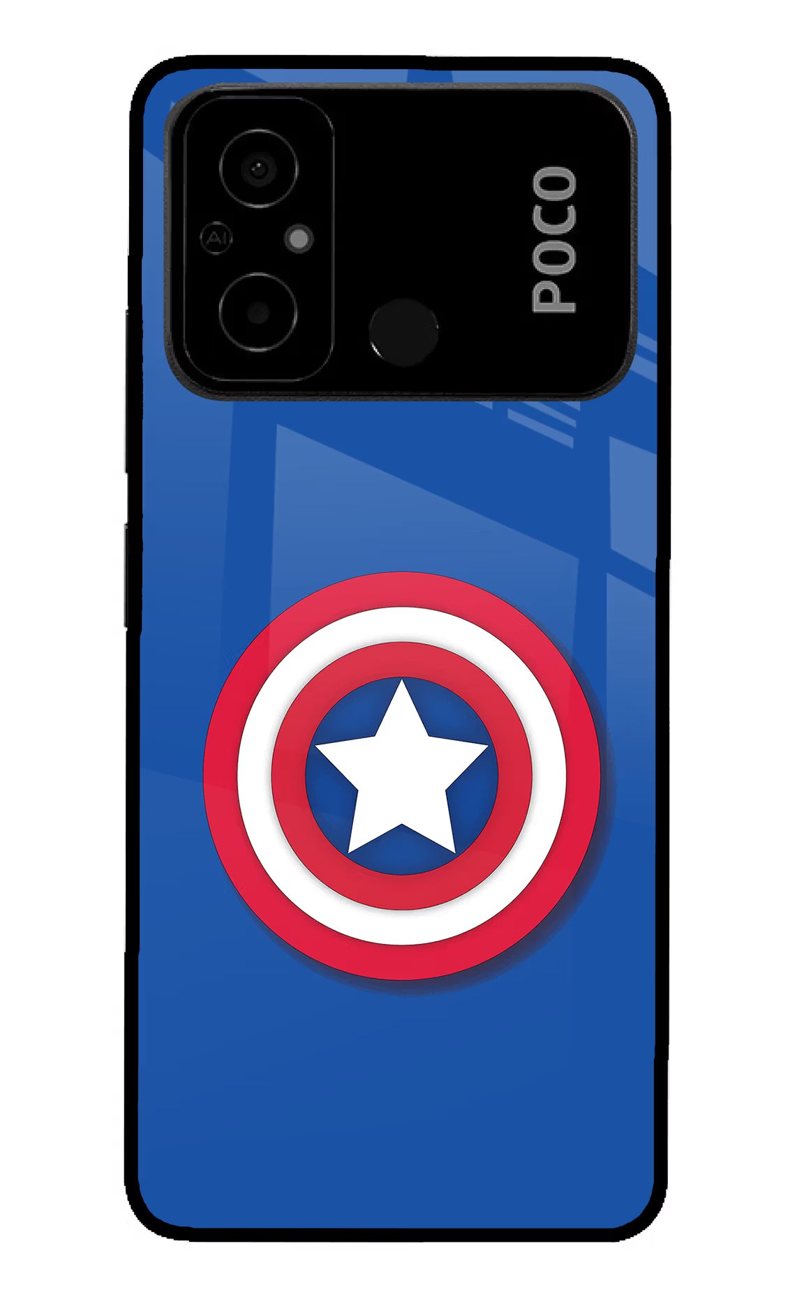 Shield Poco C55 Glass Case Back Cover by Casekaro