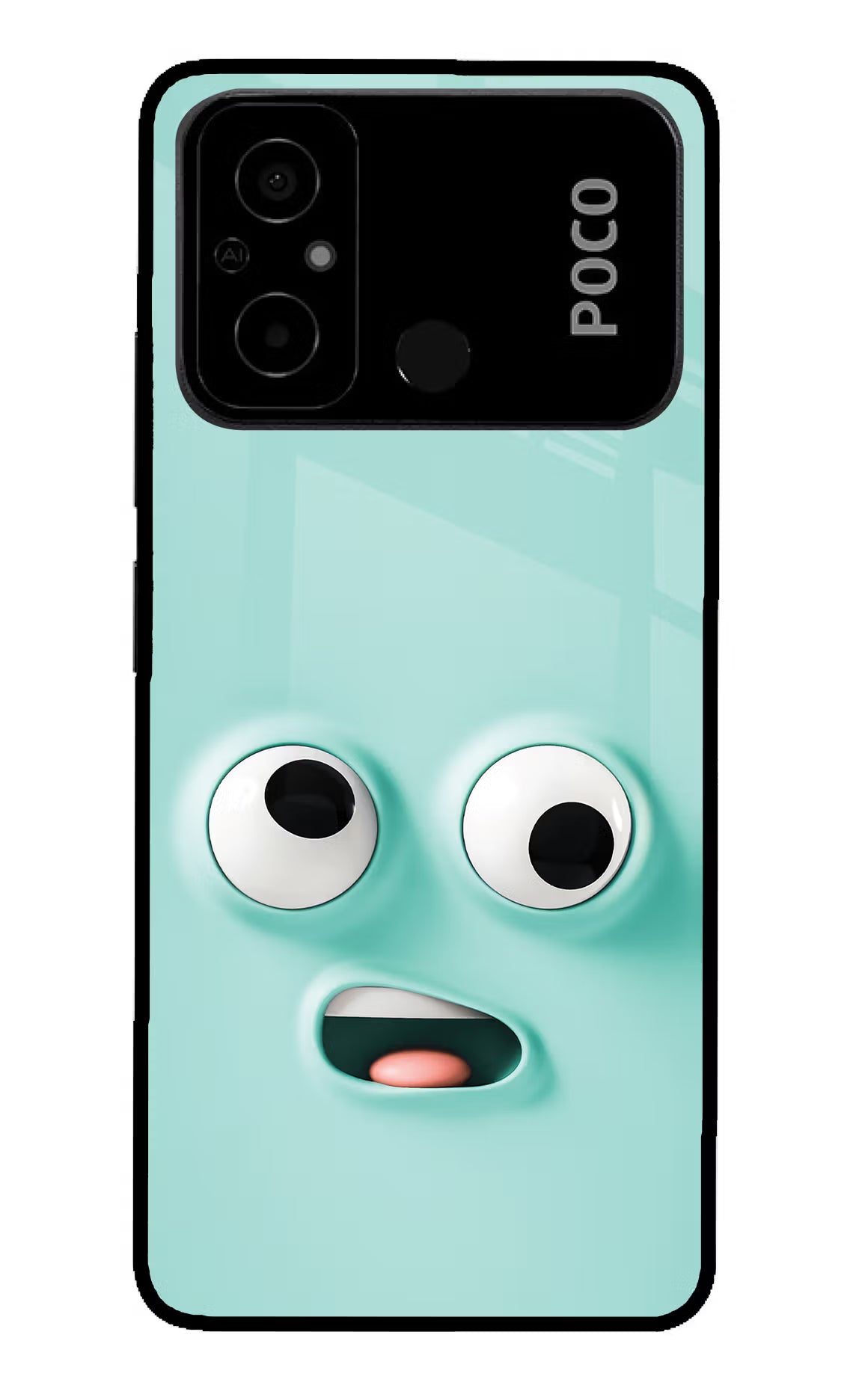 Funny Cartoon Poco C55 Glass Case Back Cover by Casekaro