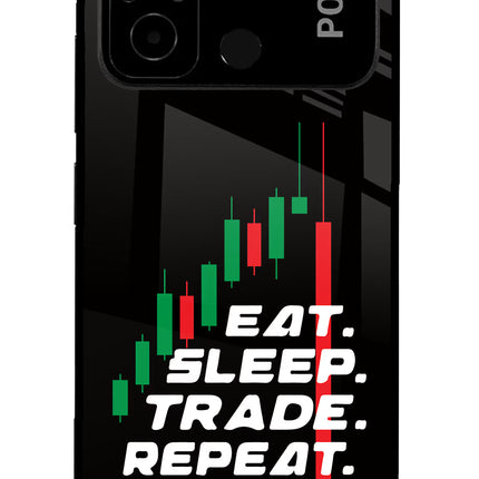 Eat Sleep Trade Repeat Poco C55 Glass Case