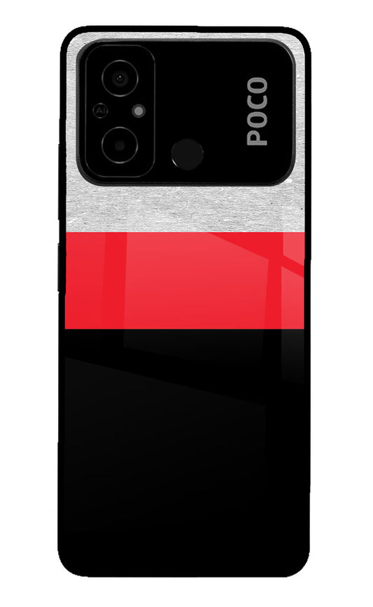 Tri Color Pattern Poco C55 Glass Case