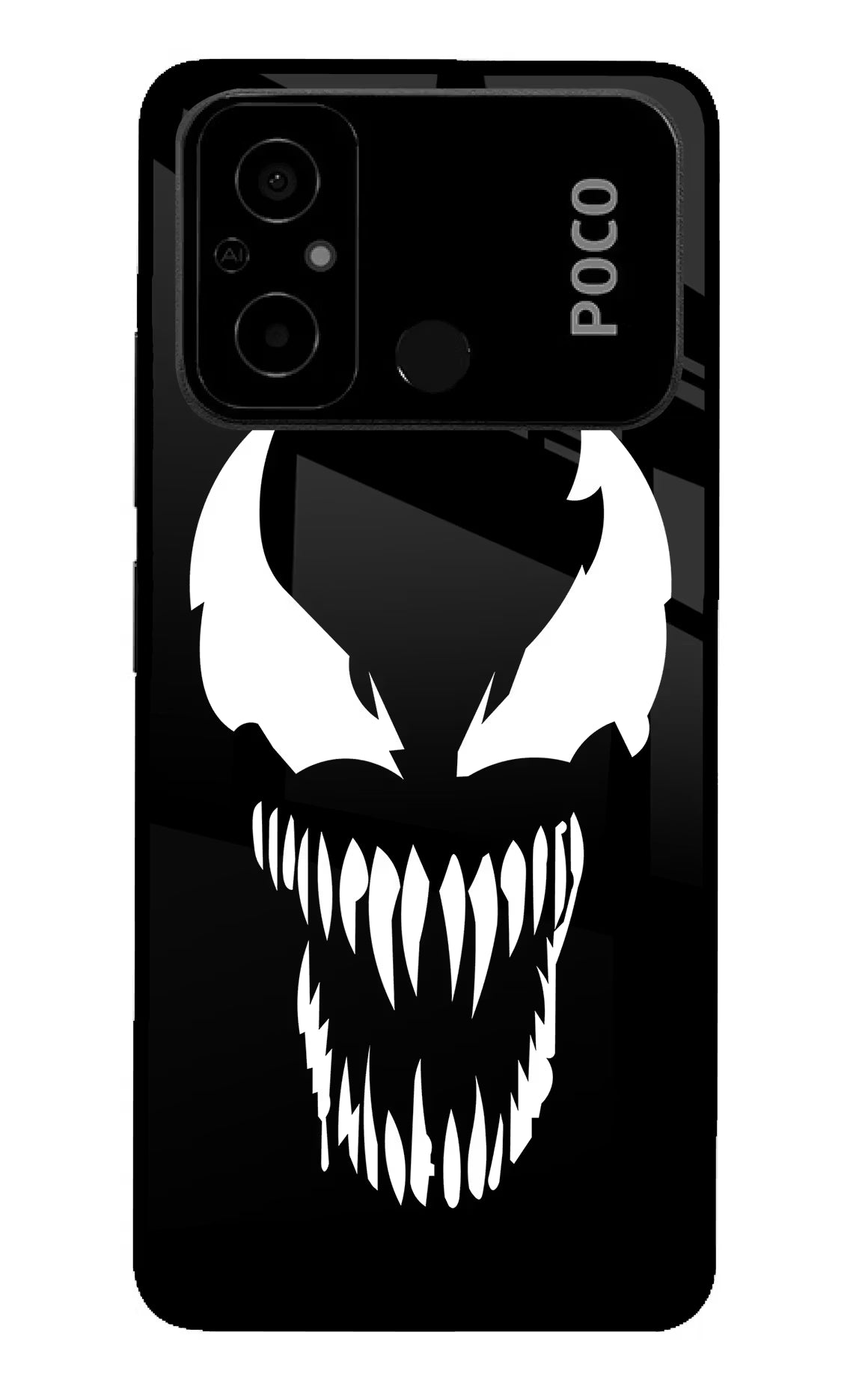 Venom Poco C55 Glass Case Back Cover by Casekaro