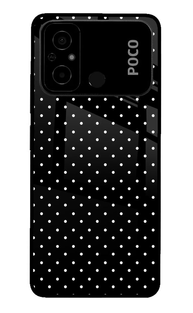 White Dots Poco C55 Glass Case