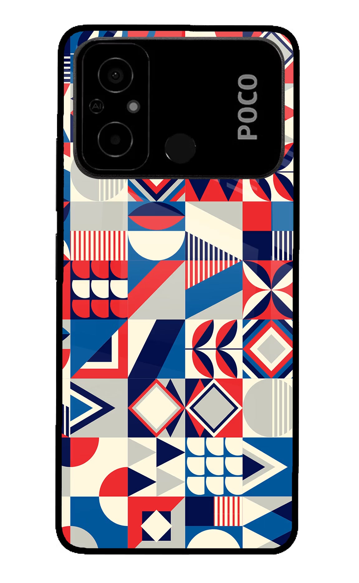 Colorful Pattern Poco C55 Glass Case