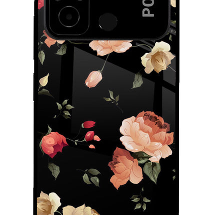 Flowers Poco C55 Glass Case