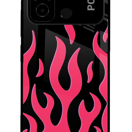 Fire Flames Poco C55 Glass Case