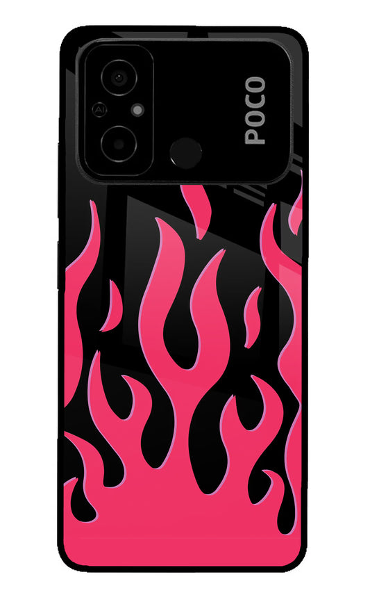 Fire Flames Poco C55 Glass Case