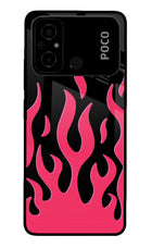 Fire Flames Poco C55 Glass Case Back Cover by Casekaro