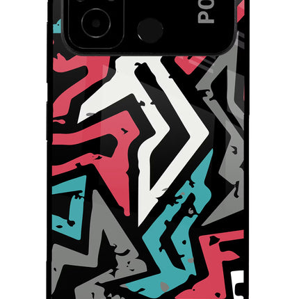 Geometric Graffiti Poco C55 Glass Case