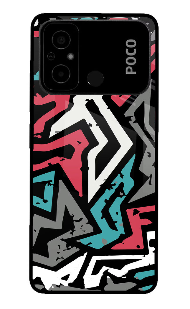 Geometric Graffiti Poco C55 Glass Case