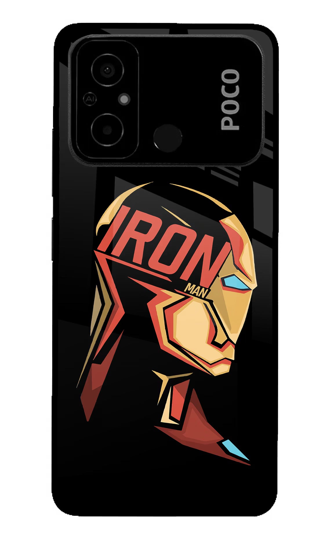 IronMan Poco C55 Glass Case Back Cover by Casekaro