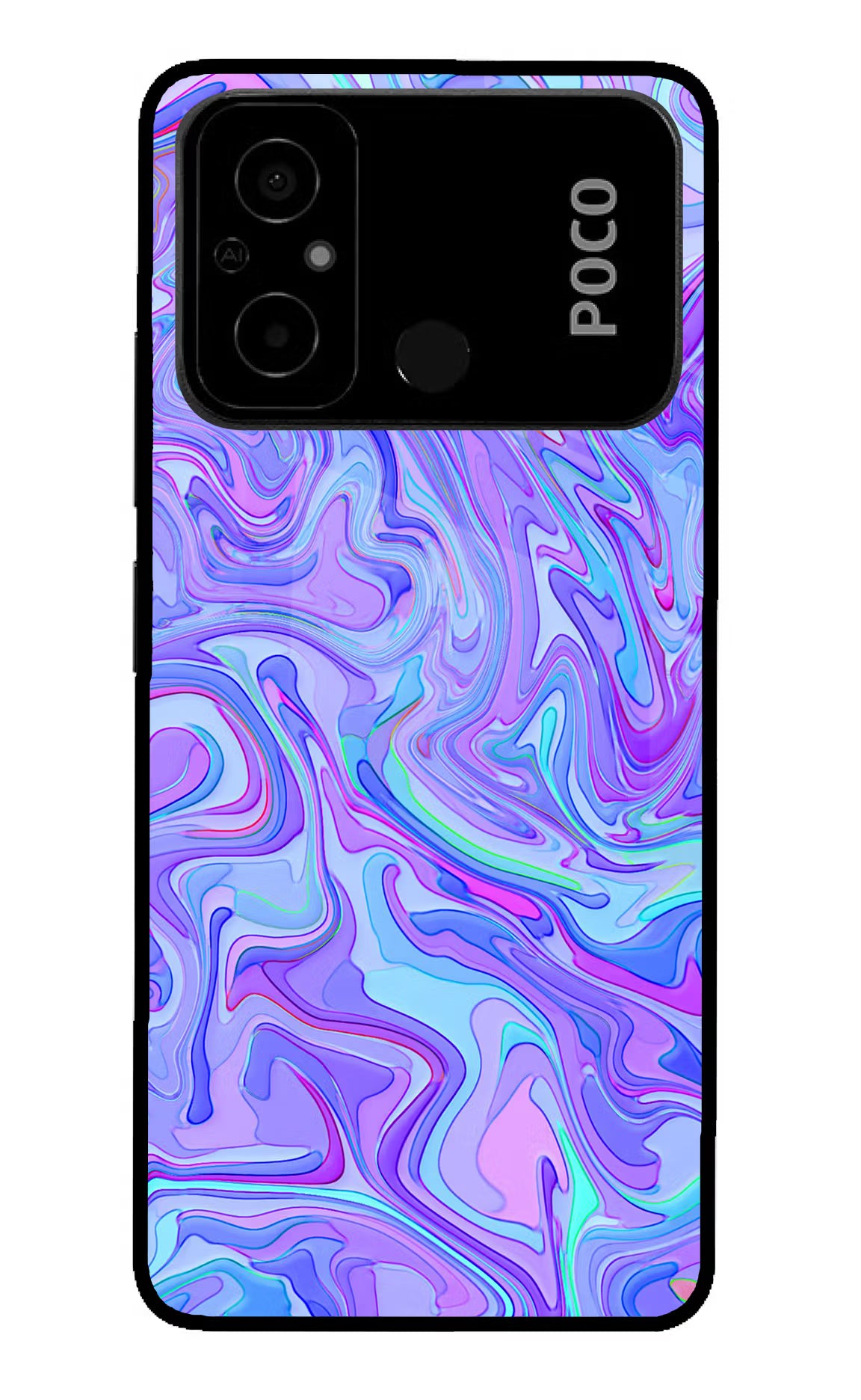 Glitter Poco C55 Glass Case