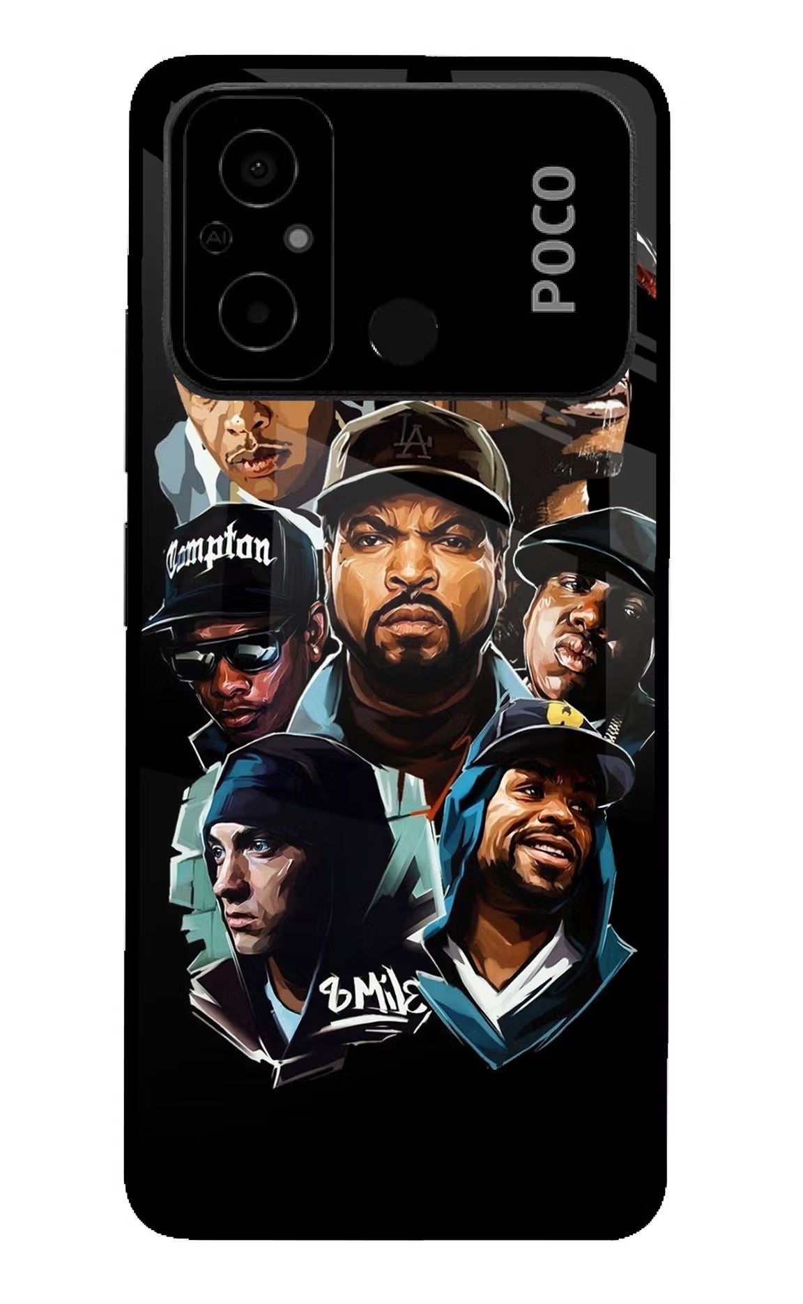 Rappers Poco C55 Glass Case Back Cover by Casekaro