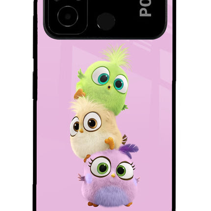 Cute Little Birds Poco C55 Glass Case