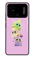 Cute Little Birds Poco C55 Glass Case
