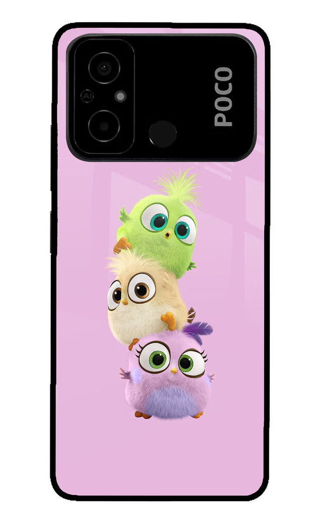 Cute Little Birds Poco C55 Glass Case