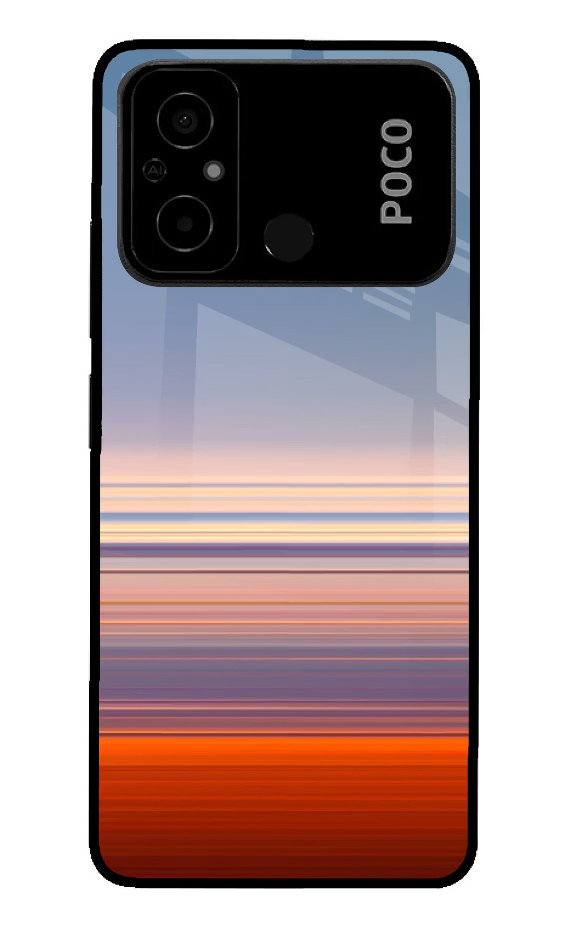 Morning Colors Poco C55 Glass Case Back Cover by Casekaro