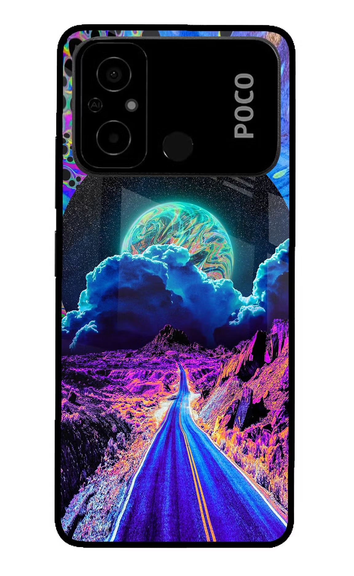 Psychedelic Painting Poco C55 Glass Case