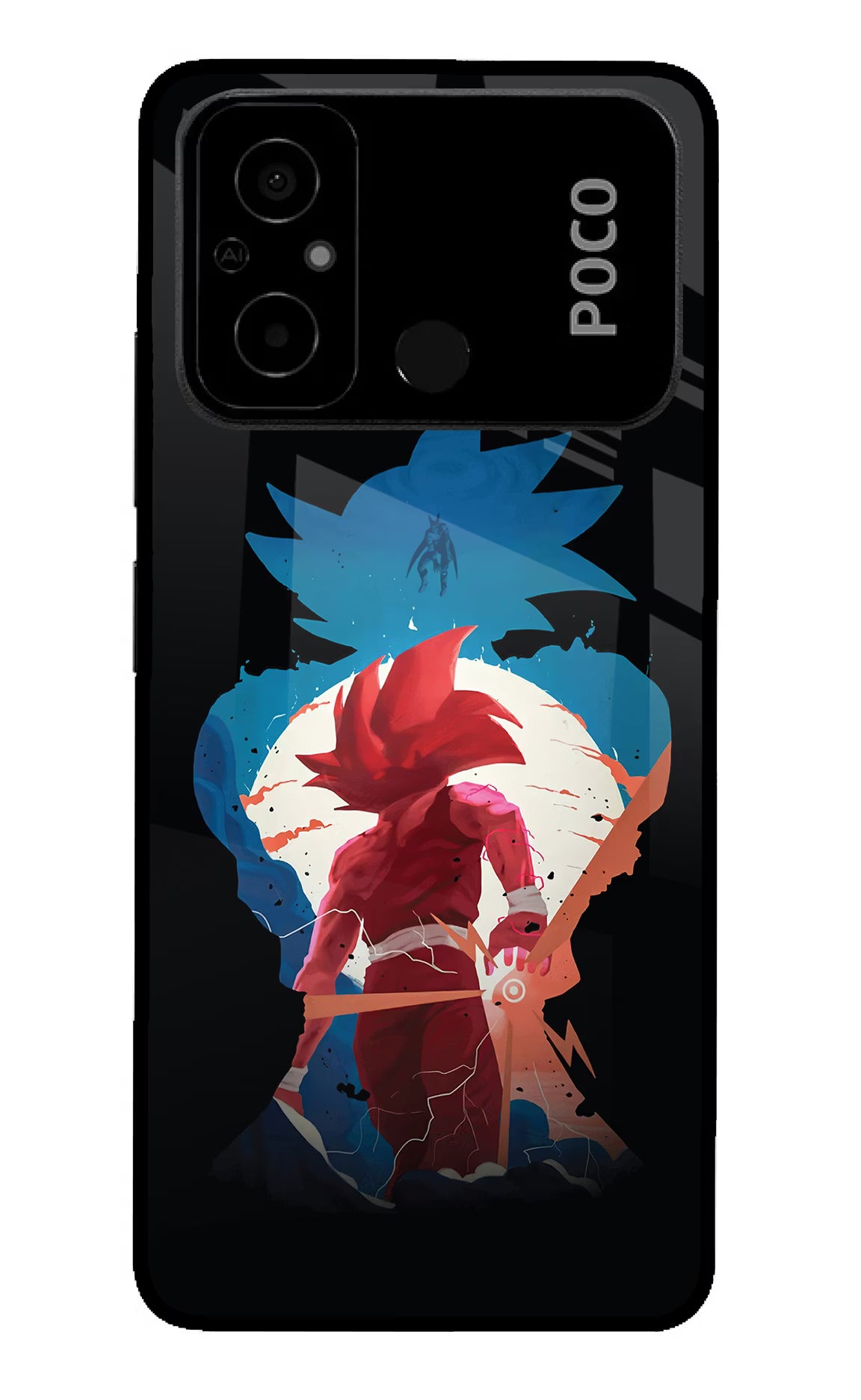 Goku Poco C55 Glass Case Back Cover by Casekaro