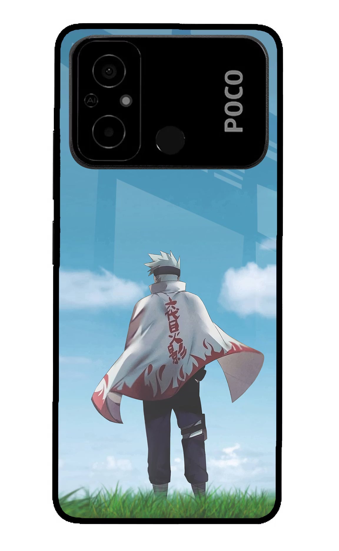 Kakashi Poco C55 Glass Case Back Cover by Casekaro
