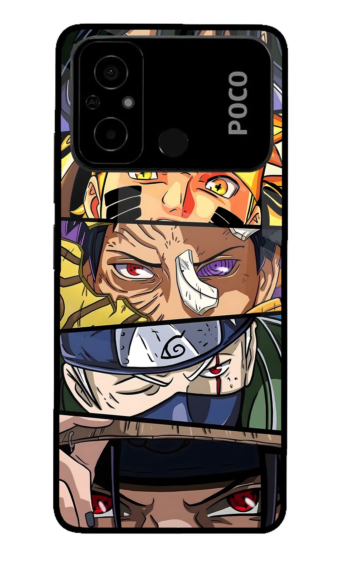 Naruto Character Poco C55 Glass Case Back Cover by Casekaro