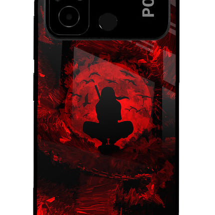 Itachi Uchiha Poco C55 Glass Case Back Cover by Casekaro