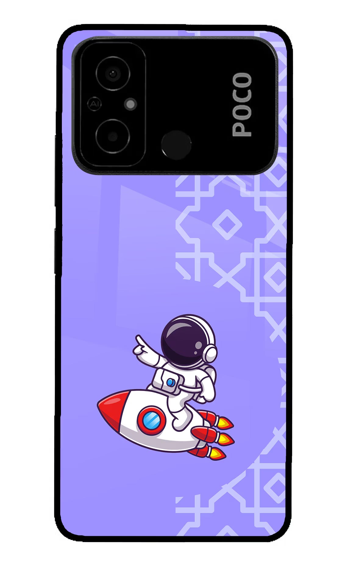 Cute Astronaut Poco C55 Glass Case