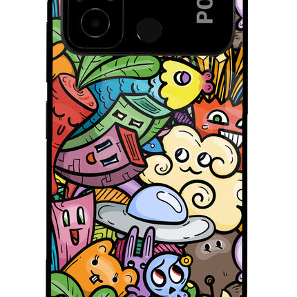 Veggie Doodle Poco C55 Glass Case