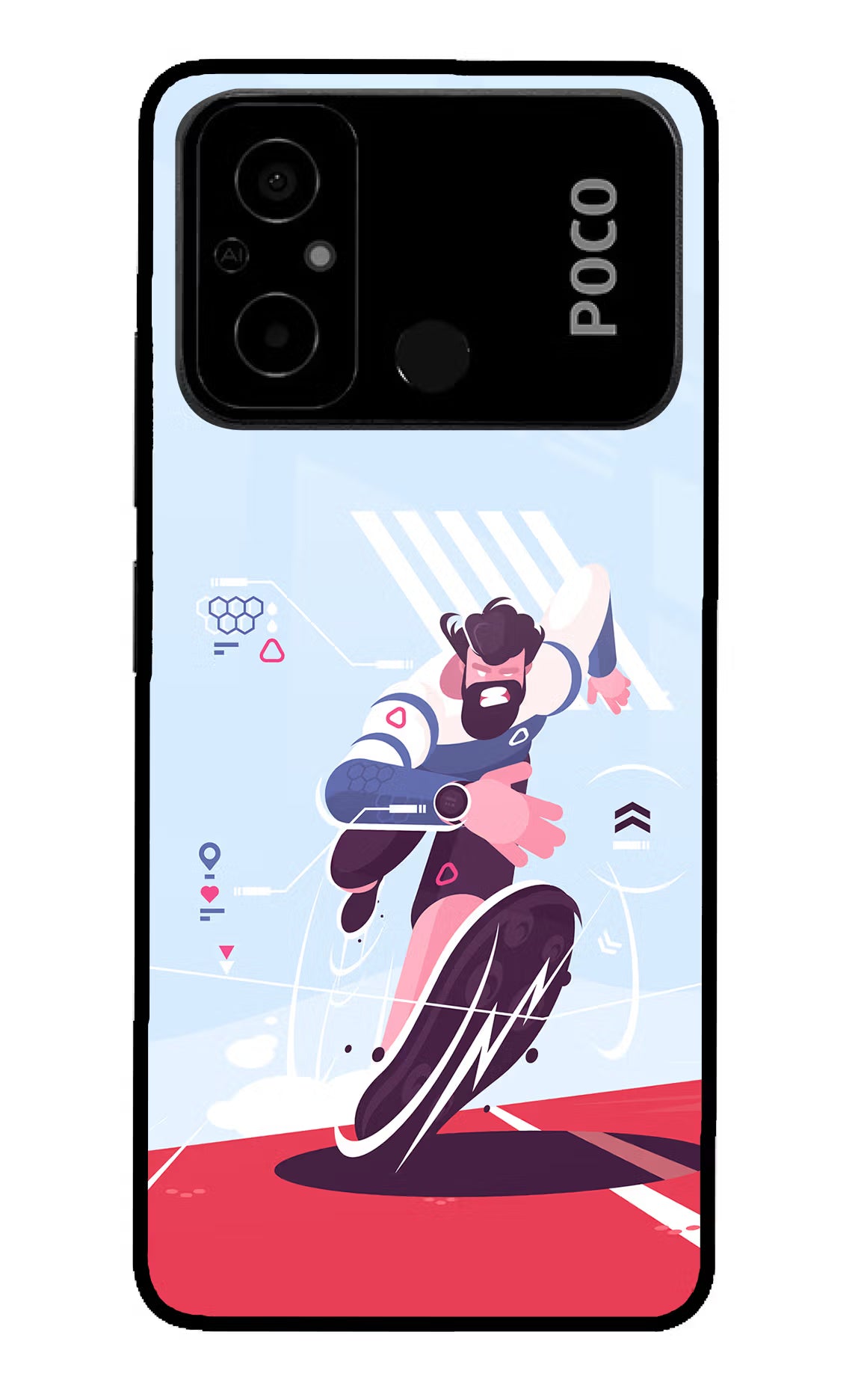 Run Pro Poco C55 Glass Case Back Cover by Casekaro