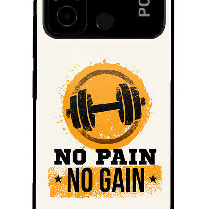 No Pain No Gain Poco C55 Glass Case