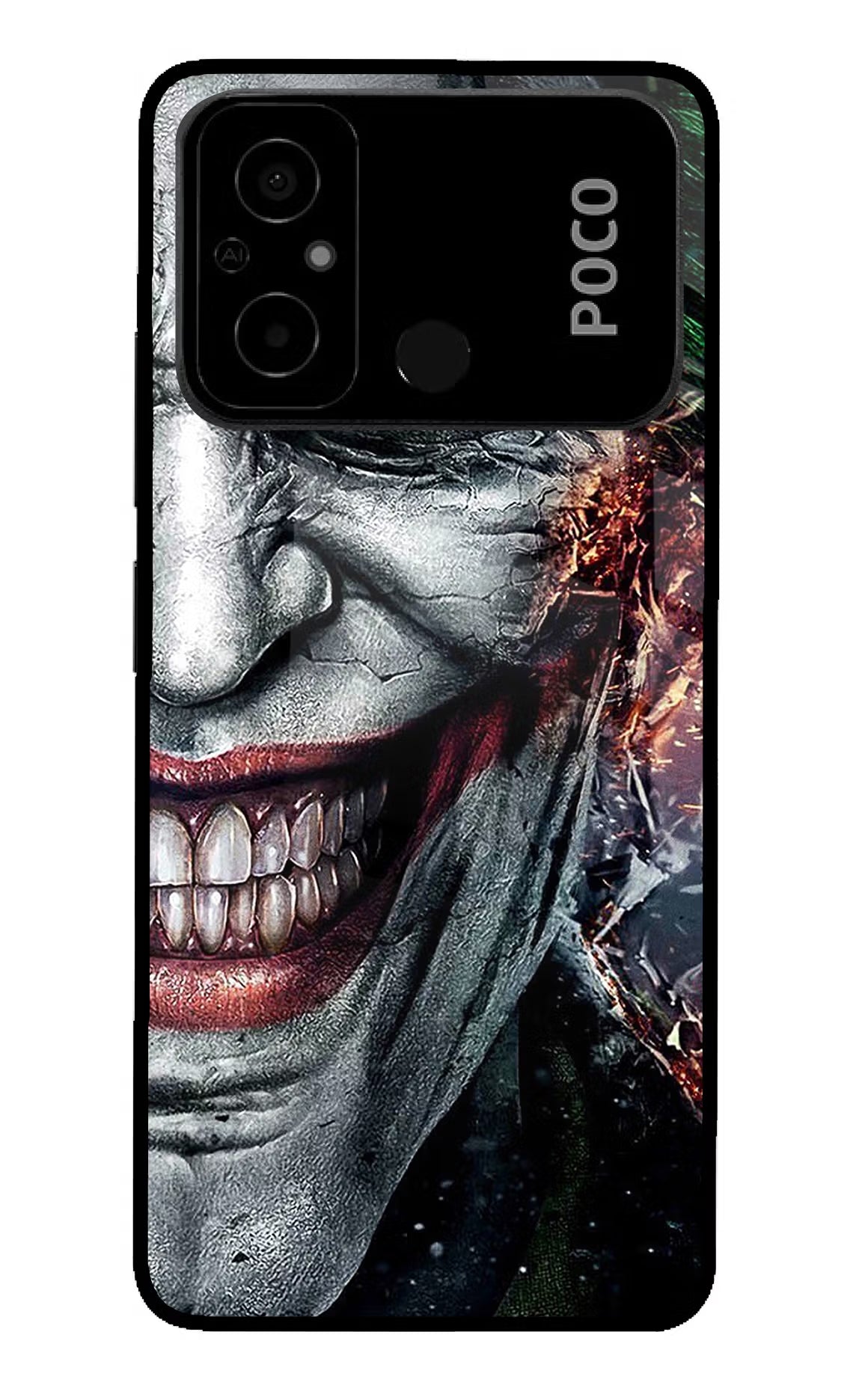 Joker Cam Poco C55 Glass Case Back Cover by Casekaro