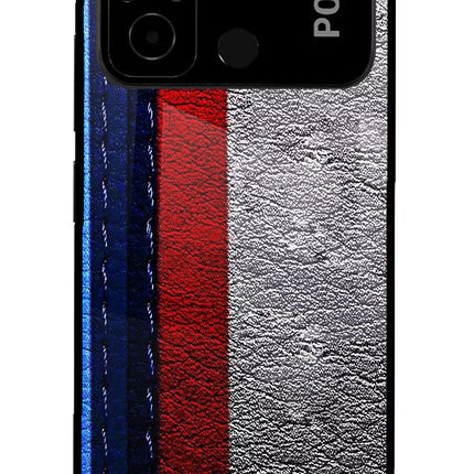 BMW Stripes Poco C55 Glass Case