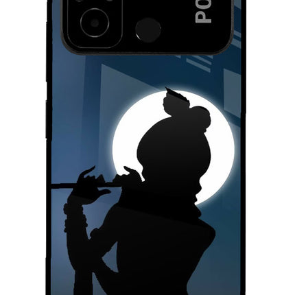 Shri Krishna Silhouette Poco C55 Glass Case