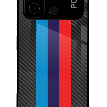 BMW Stripes Pattern Poco C55 Glass Case
