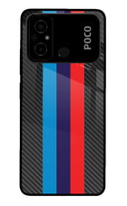 BMW Stripes Pattern Poco C55 Glass Case