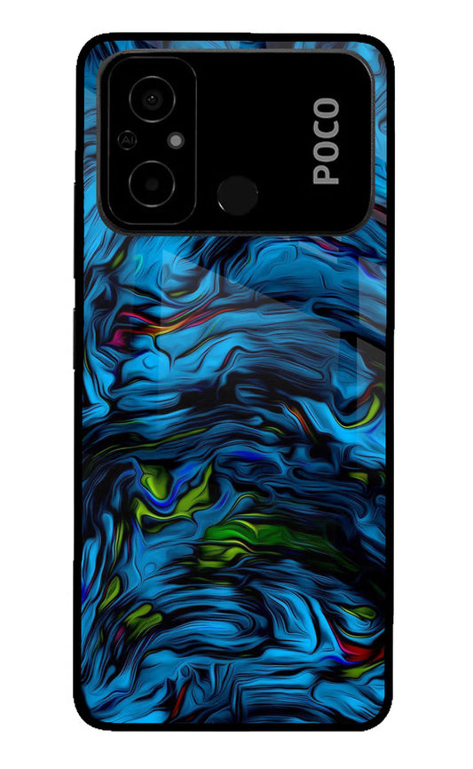 Dark Blue Abstract Poco C55 Glass Case