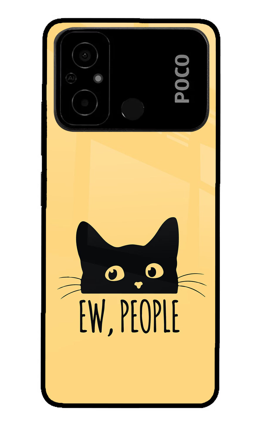 Ew People Catitude Poco C55 Back Cover, Glass case