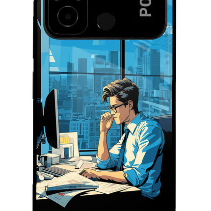 Focused Hustler (AI Generated) Poco C55 Glass Case