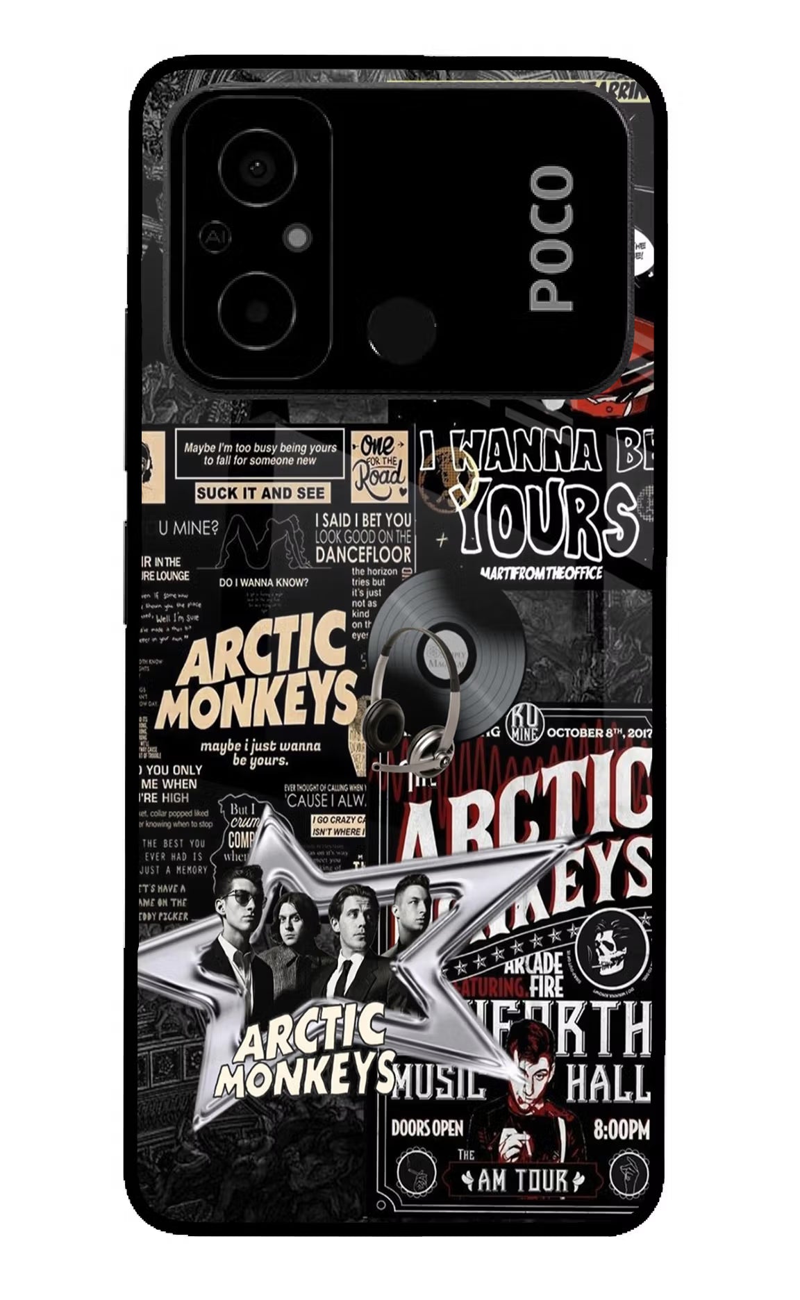 Arctic Monkeys Poco C55 Glass Case Back Cover by Casekaro