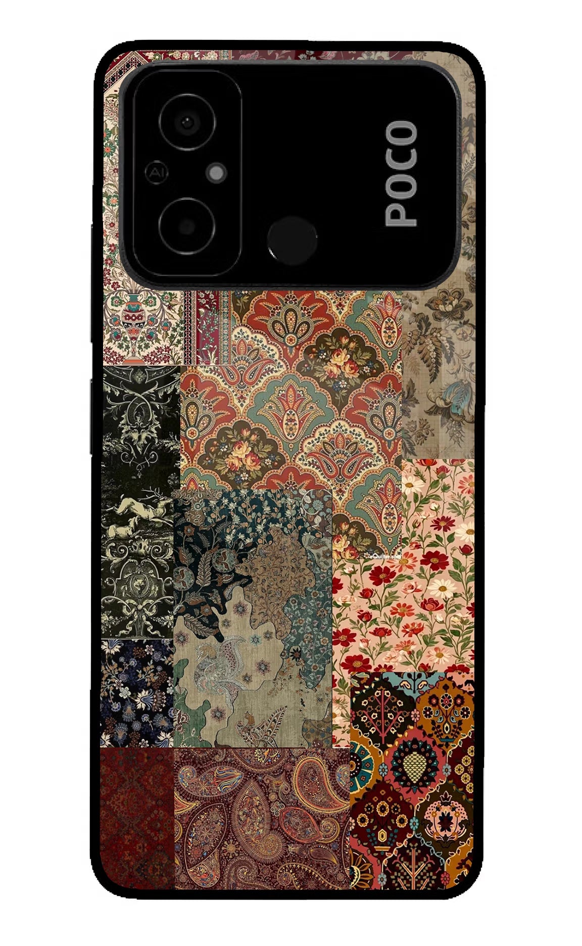 Desi Print Poco C55 Glass Case Back Cover by Casekaro