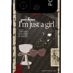 I am just a girl Poco C55 Glass Case