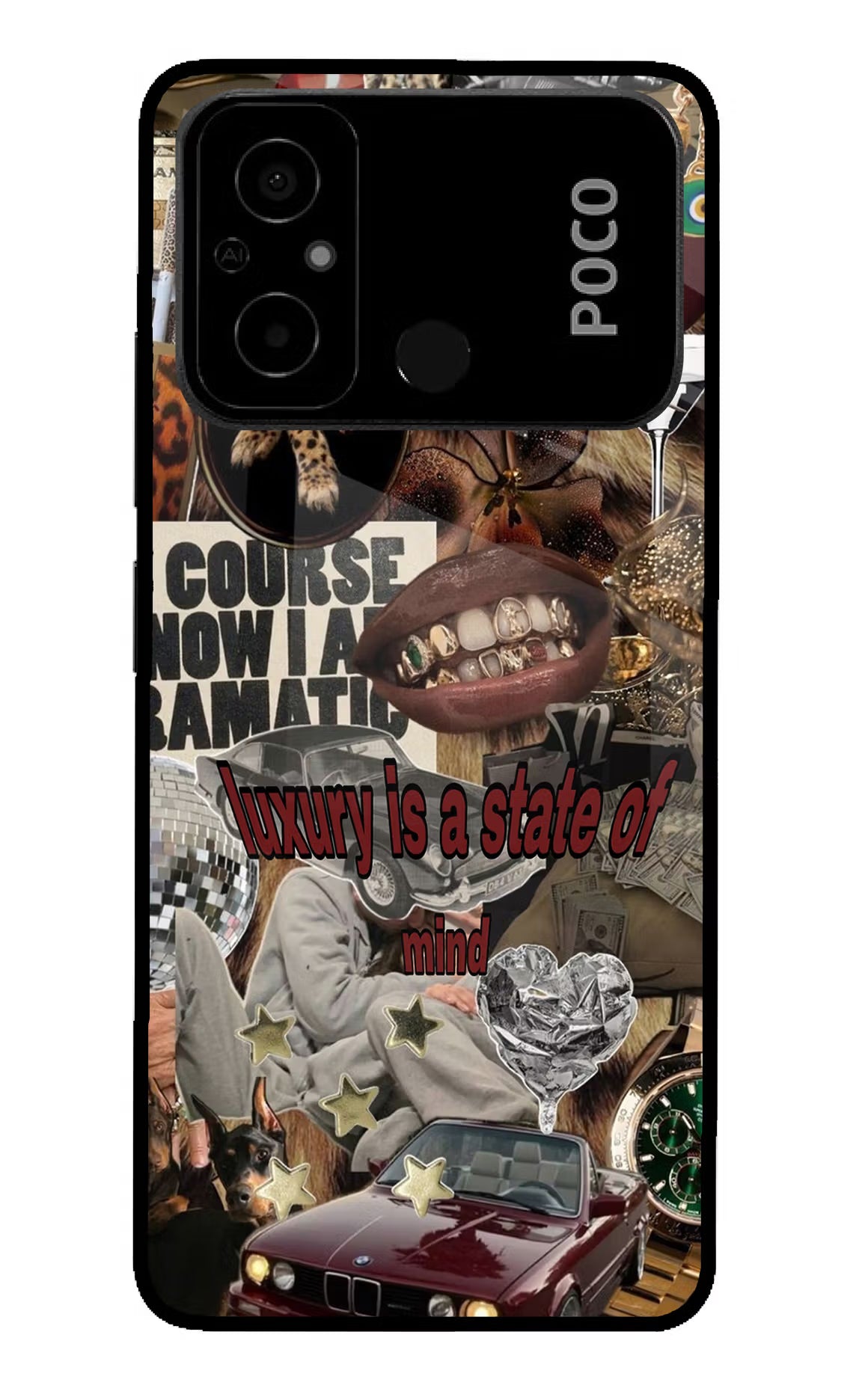 Luxury Poco C55 Glass Case Back Cover by Casekaro