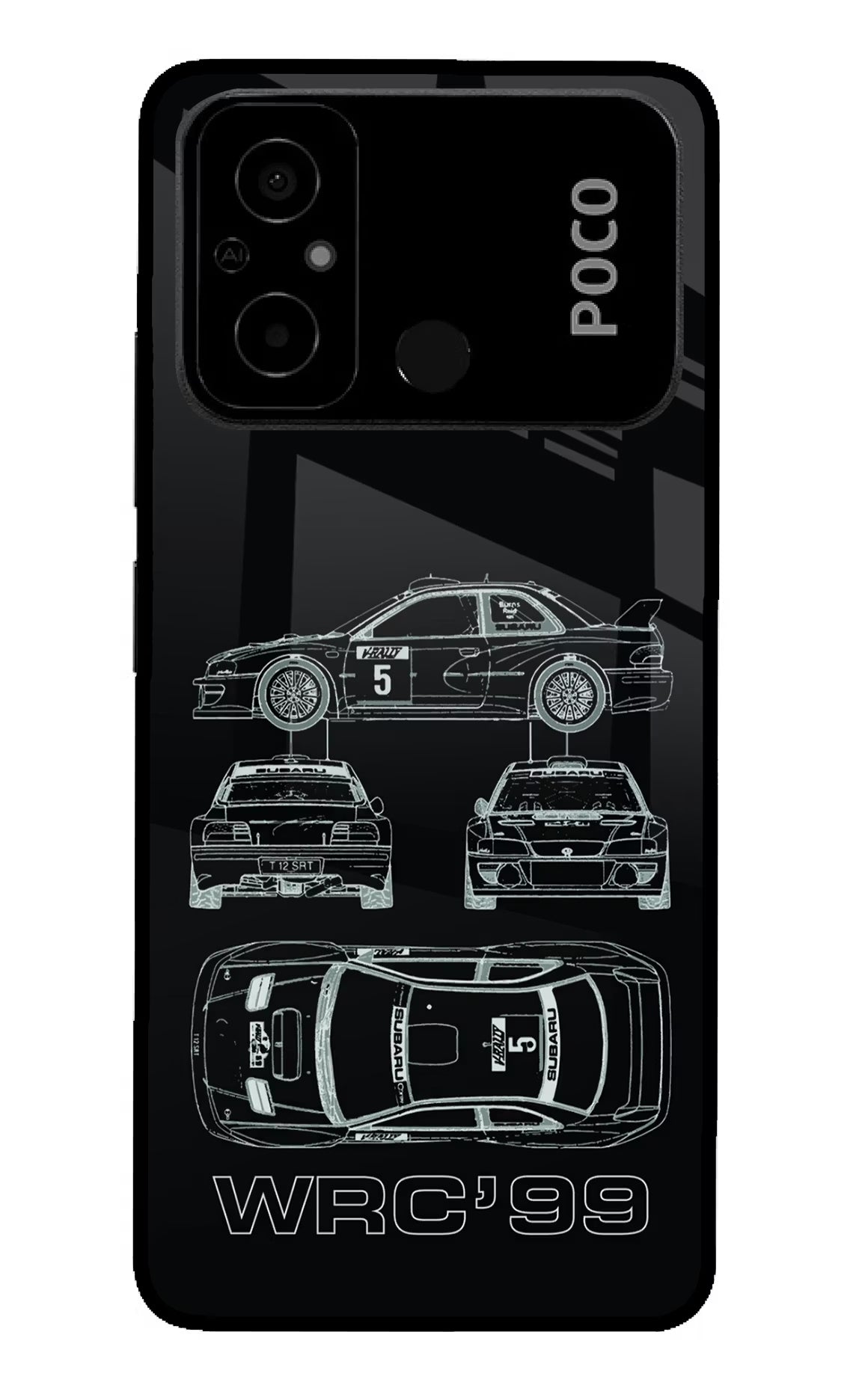 WRC'99 Poco C55 Glass Case Back Cover by Casekaro