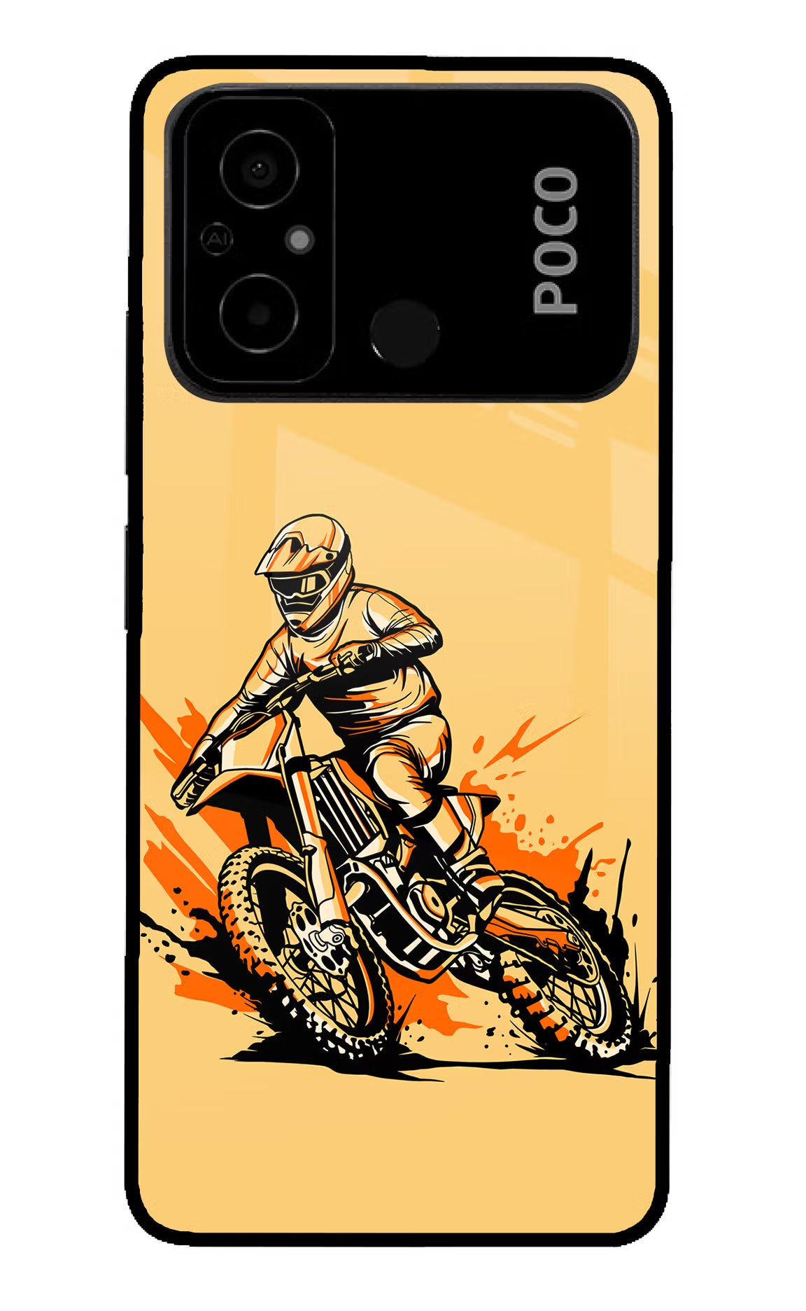 Off-Road Fury Poco C55 Glass Case Back Cover by Casekaro