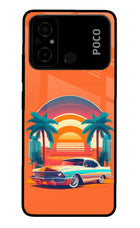 Palm Drive 80s Poco C55 Glass Case