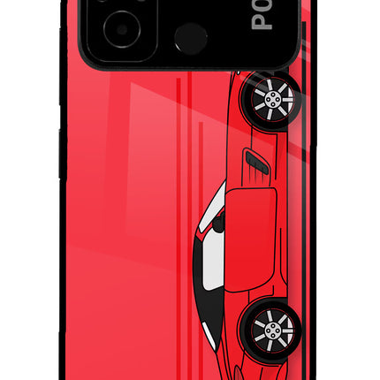 Red Velocity Poco C55 Glass Case