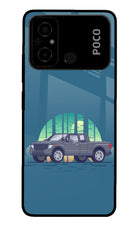 Retro Garage Vibe Poco C55 Glass Case